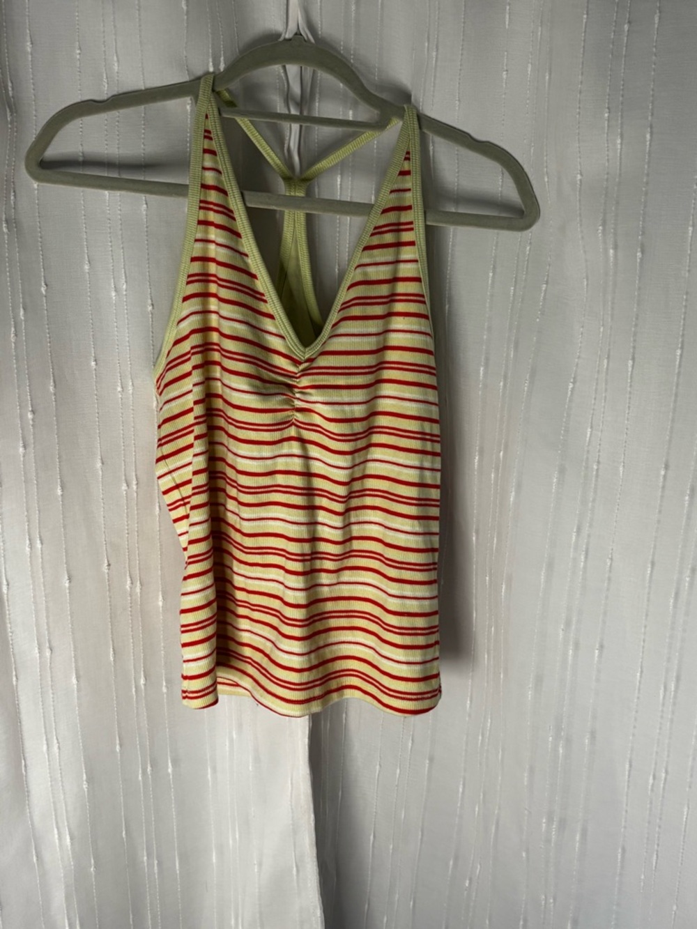 Old Navy Lime Whitw  & fuchsia Striped V-Neck Tank